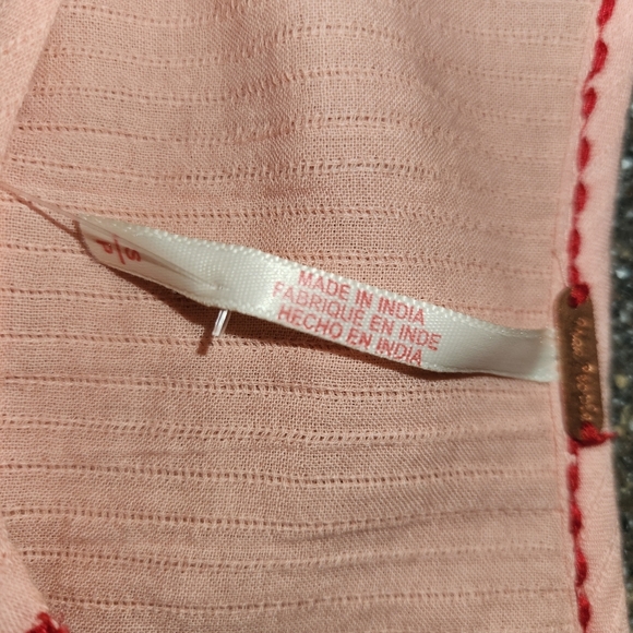 NWT Free People Orange Dylan Smocked Tunic Top 3/4 Sleeve Size S Boho Embroidery - Picture 7 of 10